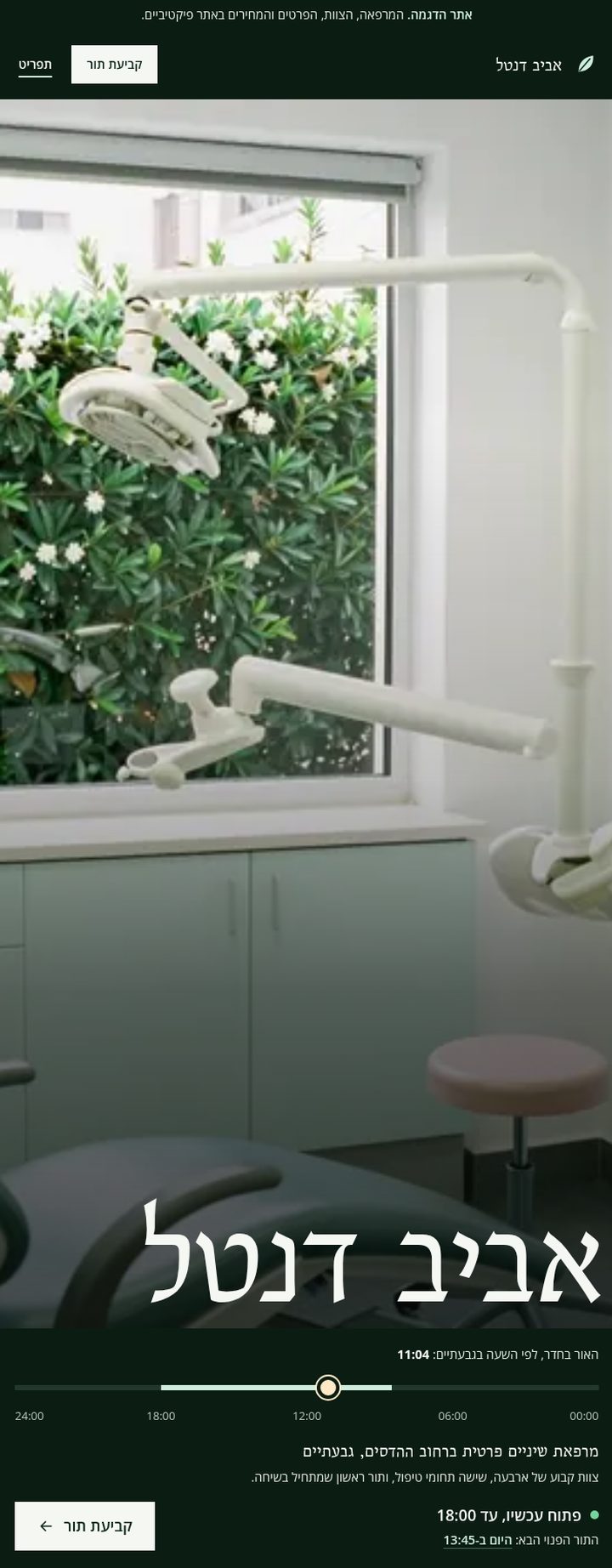 אביב דנטל - אתר דמו
